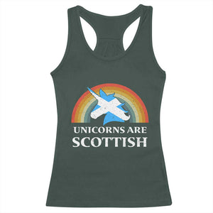 Funny Scotland Pride Unicorn Racerback Tank Top Unicorns Are Scottish Rainbow TS11 Dark Forest Green Print Your Wear