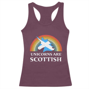 Funny Scotland Pride Unicorn Racerback Tank Top Unicorns Are Scottish Rainbow TS11 Maroon Print Your Wear