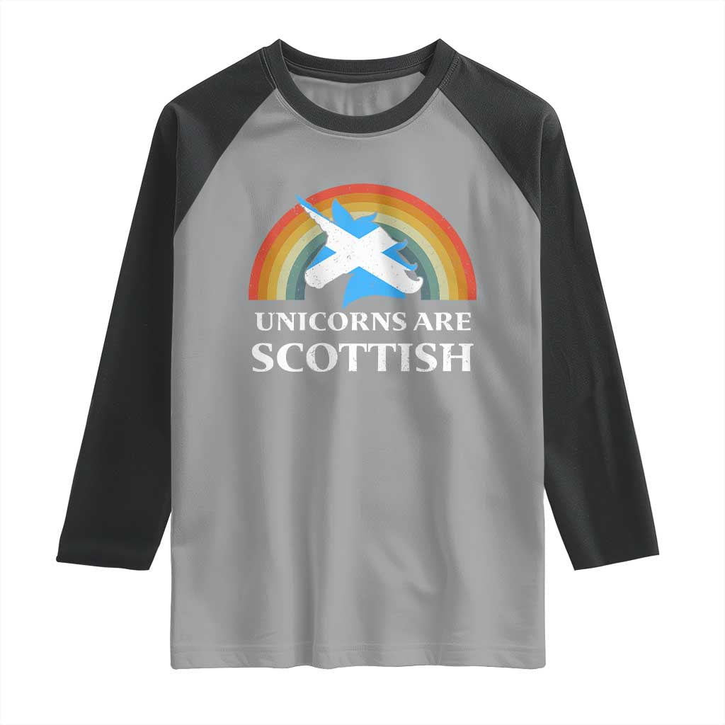Funny Scotland Pride Unicorn Raglan Shirt Unicorns Are Scottish Rainbow TS11 Sport Gray Black Print Your Wear