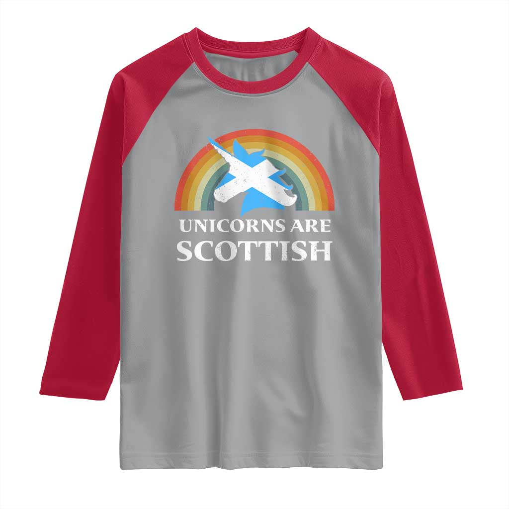 Funny Scotland Pride Unicorn Raglan Shirt Unicorns Are Scottish Rainbow TS11 Sport Gray Red Print Your Wear