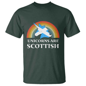 Funny Scotland Pride Unicorn T Shirt Unicorns Are Scottish Rainbow TS11 Dark Forest Green Print Your Wear