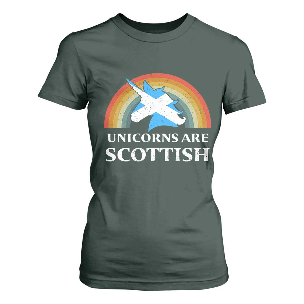 Funny Scotland Pride Unicorn T Shirt For Women Unicorns Are Scottish Rainbow TS11 Dark Forest Green Print Your Wear