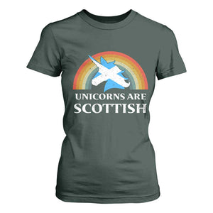 Funny Scotland Pride Unicorn T Shirt For Women Unicorns Are Scottish Rainbow TS11 Dark Forest Green Print Your Wear