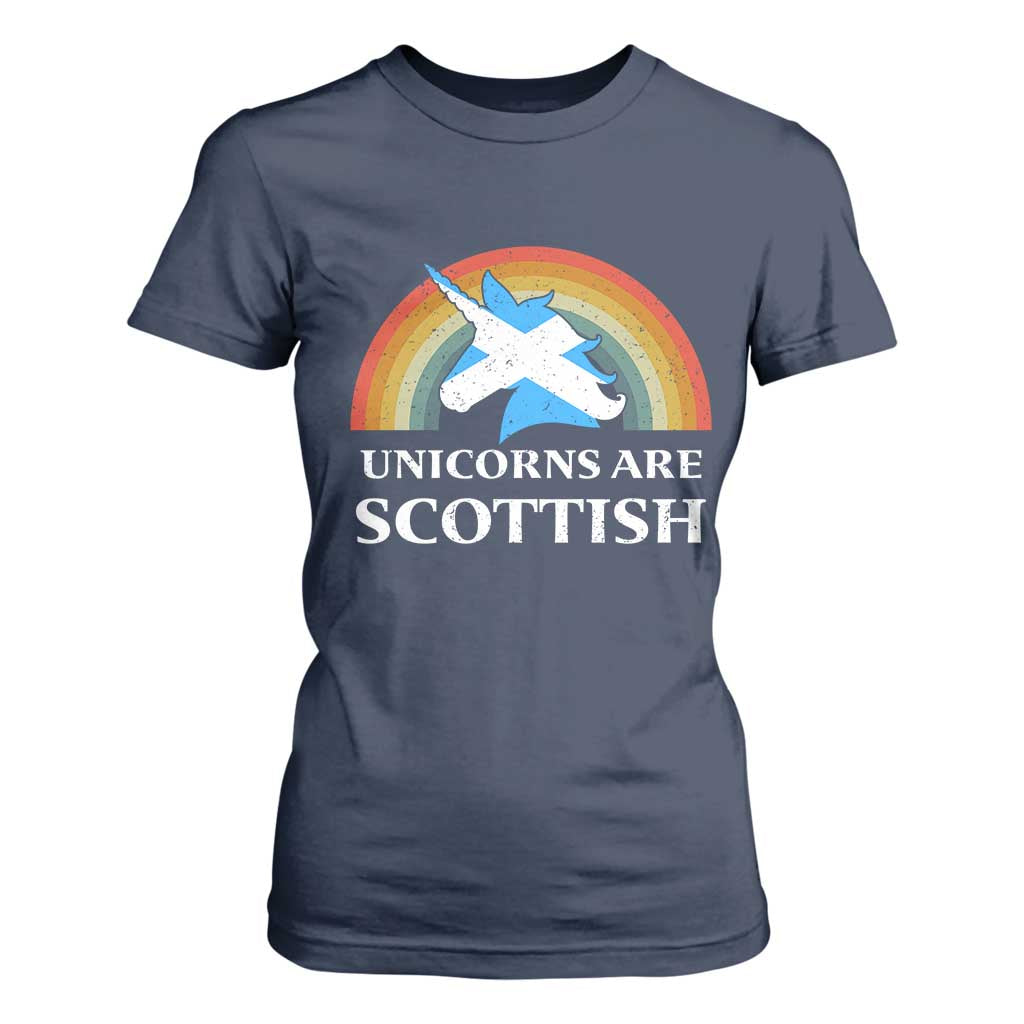 Funny Scotland Pride Unicorn T Shirt For Women Unicorns Are Scottish Rainbow TS11 Navy Print Your Wear