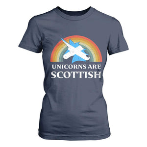 Funny Scotland Pride Unicorn T Shirt For Women Unicorns Are Scottish Rainbow TS11 Navy Print Your Wear