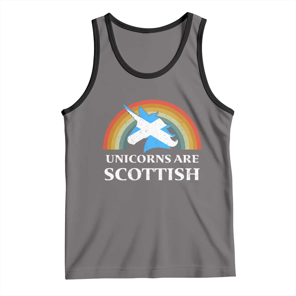 Funny Scotland Pride Unicorn Tank Top Unicorns Are Scottish Rainbow TS11 Deep Heather Black Print Your Wear