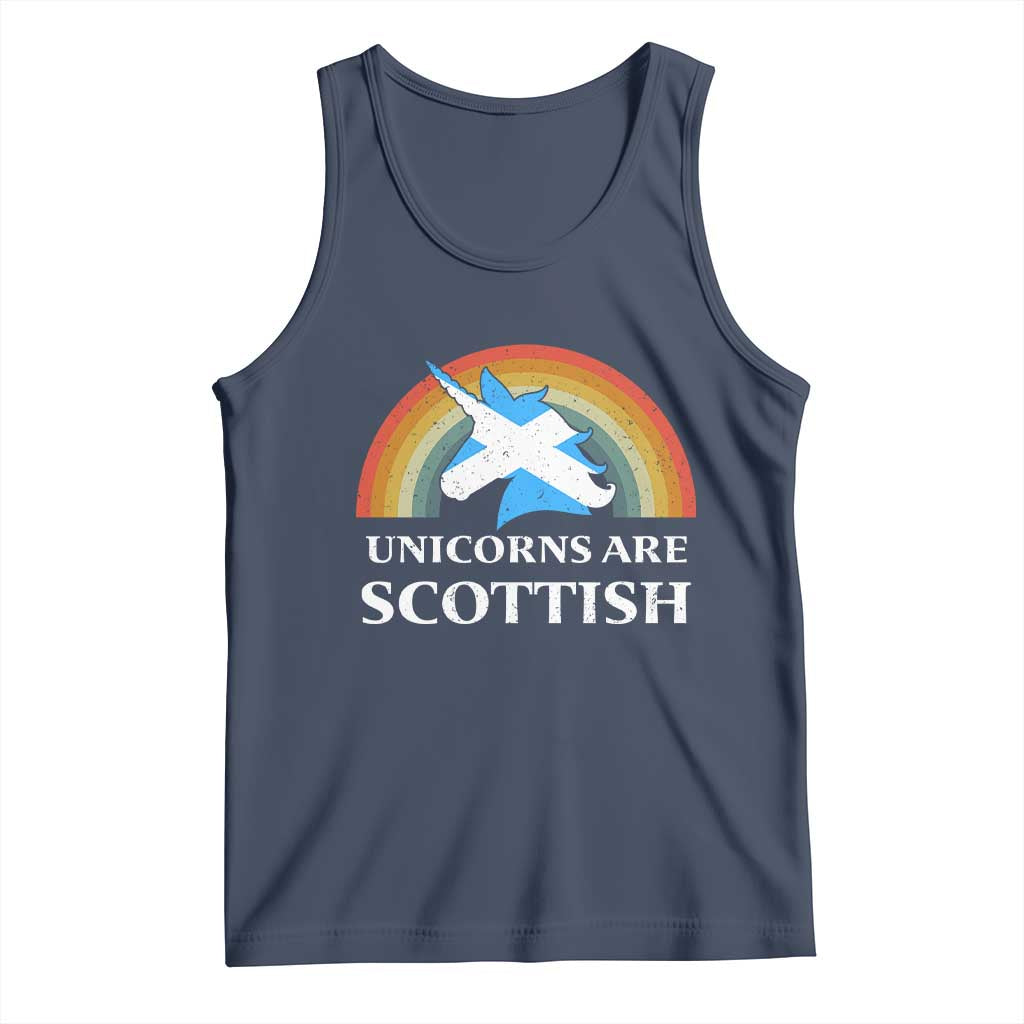 Funny Scotland Pride Unicorn Tank Top Unicorns Are Scottish Rainbow TS11 Navy Print Your Wear