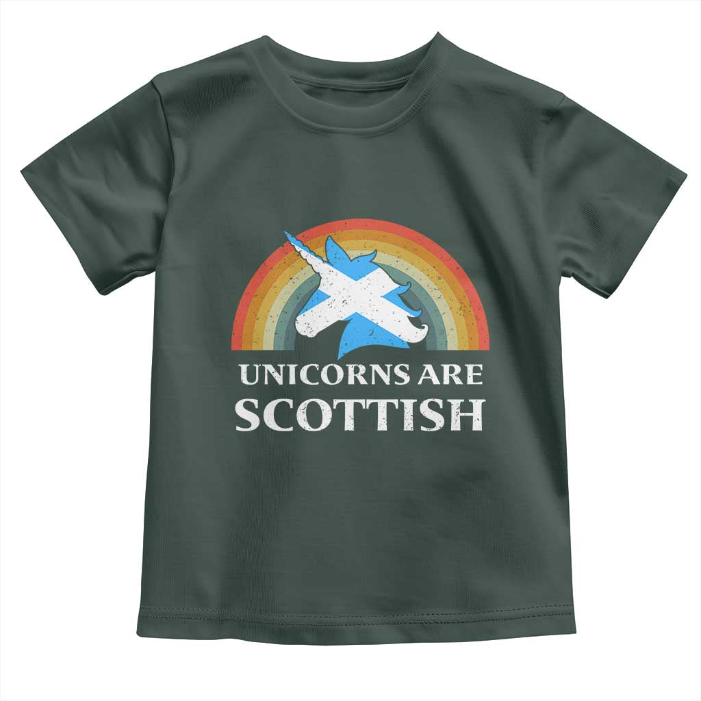 Funny Scotland Pride Unicorn Toddler T Shirt Unicorns Are Scottish Rainbow TS11 Dark Forest Green Print Your Wear