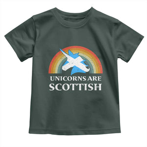 Funny Scotland Pride Unicorn Toddler T Shirt Unicorns Are Scottish Rainbow TS11 Dark Forest Green Print Your Wear