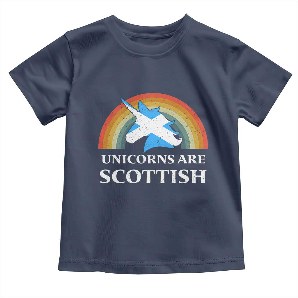 Funny Scotland Pride Unicorn Toddler T Shirt Unicorns Are Scottish Rainbow TS11 Navy Print Your Wear