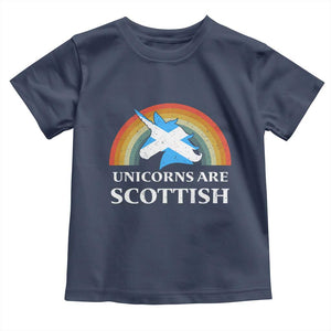 Funny Scotland Pride Unicorn Toddler T Shirt Unicorns Are Scottish Rainbow TS11 Navy Print Your Wear