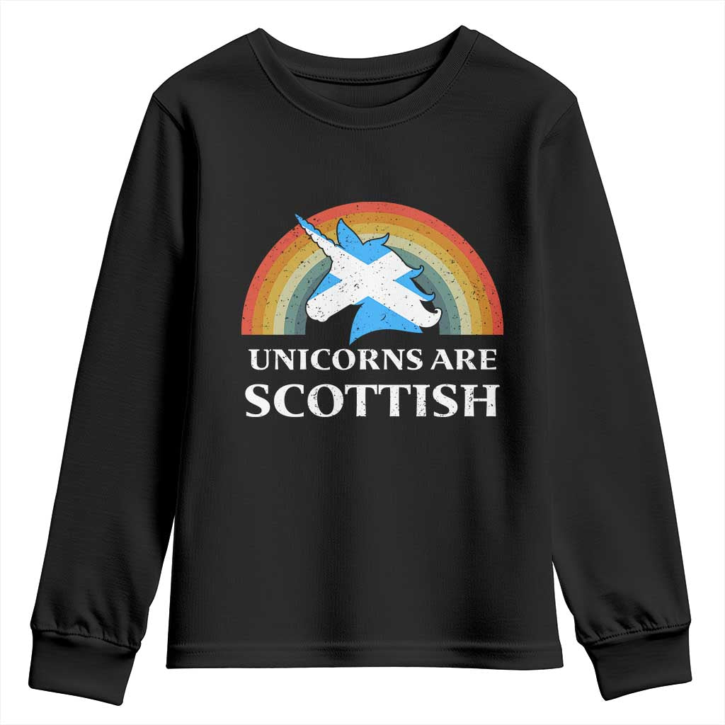 Funny Scotland Pride Unicorn Youth Sweatshirt Unicorns Are Scottish Rainbow TS11 Black Print Your Wear