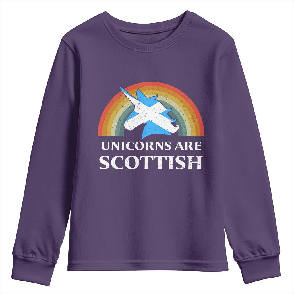 Funny Scotland Pride Unicorn Youth Sweatshirt Unicorns Are Scottish Rainbow TS11 Purple Print Your Wear