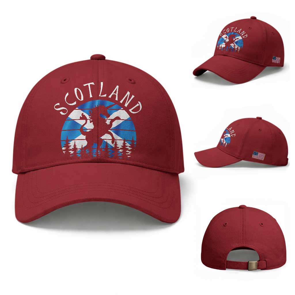 Funny Scotland Unicorn Scottish Flag Saltire Baseball Cap TS11 Baseball Cap Universal Fit Cherry Red Print Your Wear