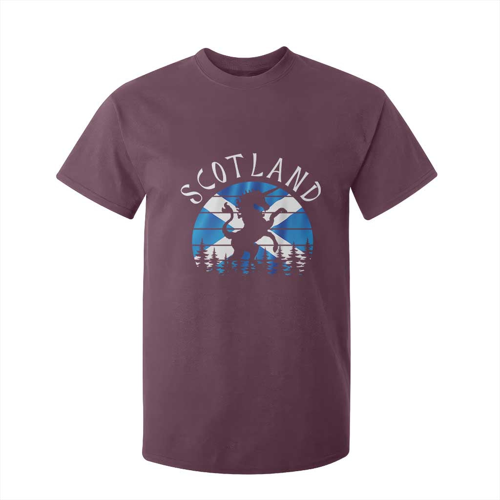 Funny Scotland Unicorn Scottish Flag Saltire T Shirt For Kid TS11 Maroon Print Your Wear