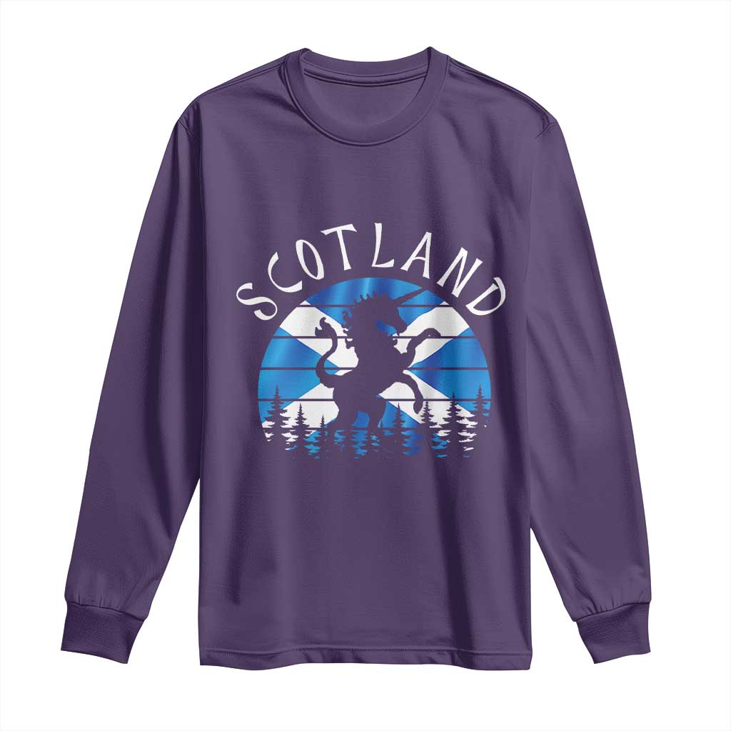 Funny Scotland Unicorn Scottish Flag Saltire Long Sleeve Shirt TS11 Purple Print Your Wear