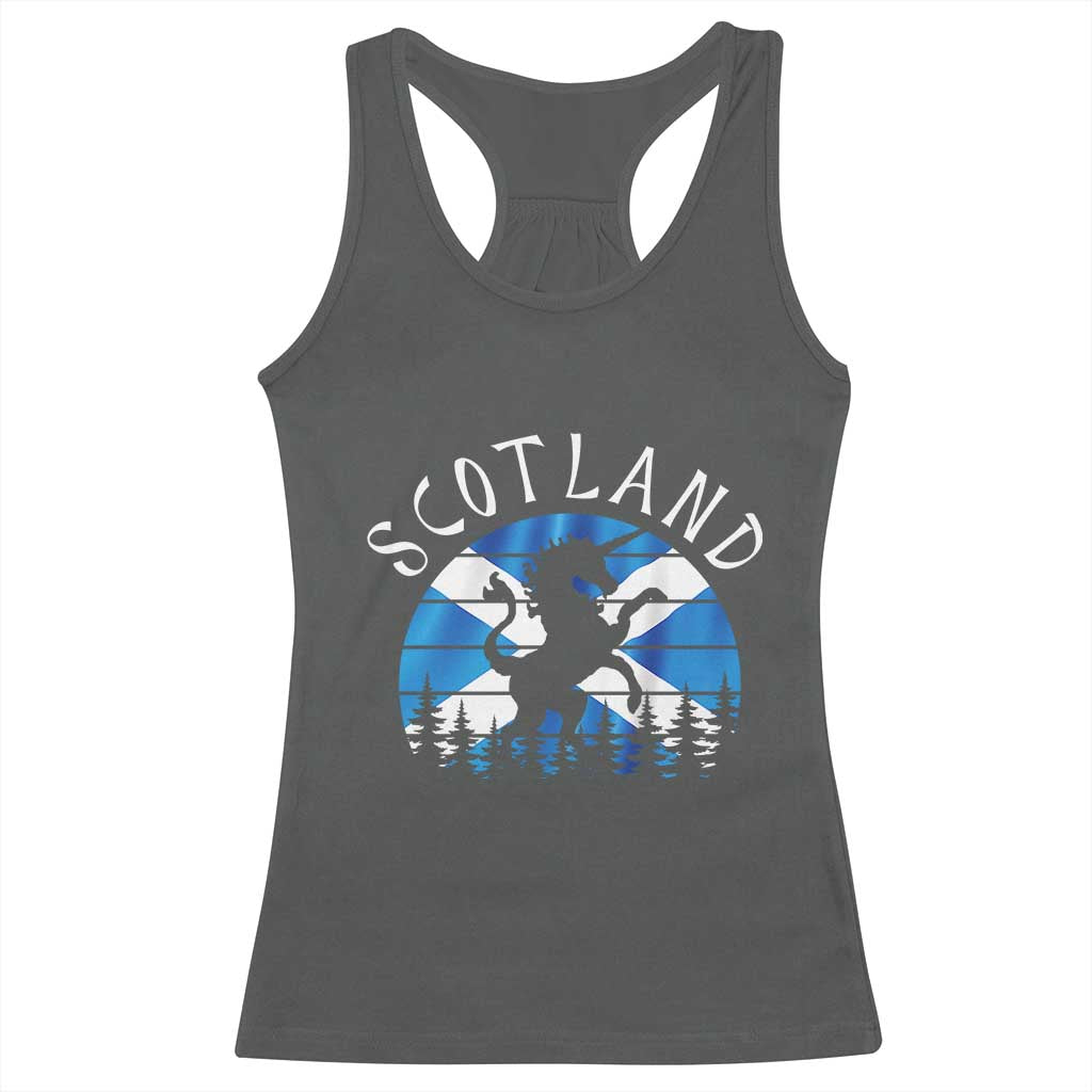 Funny Scotland Unicorn Scottish Flag Saltire Racerback Tank Top TS11 Dark Heather Print Your Wear