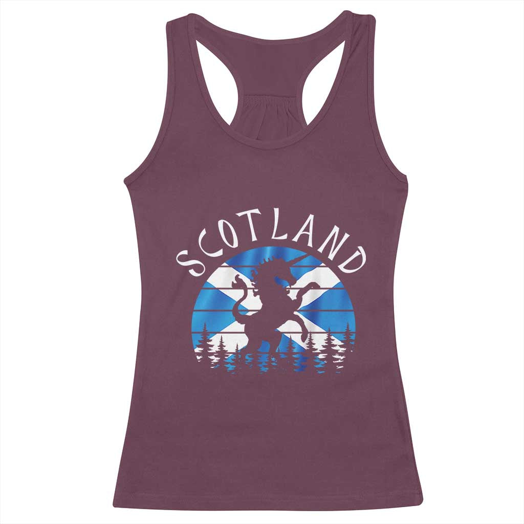 Funny Scotland Unicorn Scottish Flag Saltire Racerback Tank Top TS11 Maroon Print Your Wear