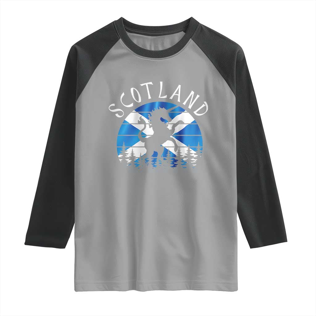 Funny Scotland Unicorn Scottish Flag Saltire Raglan Shirt TS11 Sport Gray Black Print Your Wear