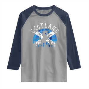 Funny Scotland Unicorn Scottish Flag Saltire Raglan Shirt TS11 Sport Gray Navy Print Your Wear