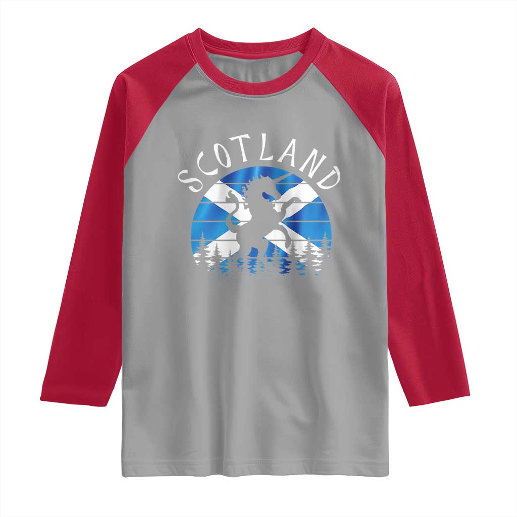 Funny Scotland Unicorn Scottish Flag Saltire Raglan Shirt TS11 Sport Gray Red Print Your Wear