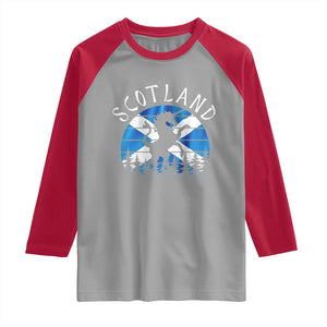 Funny Scotland Unicorn Scottish Flag Saltire Raglan Shirt TS11 Sport Gray Red Print Your Wear