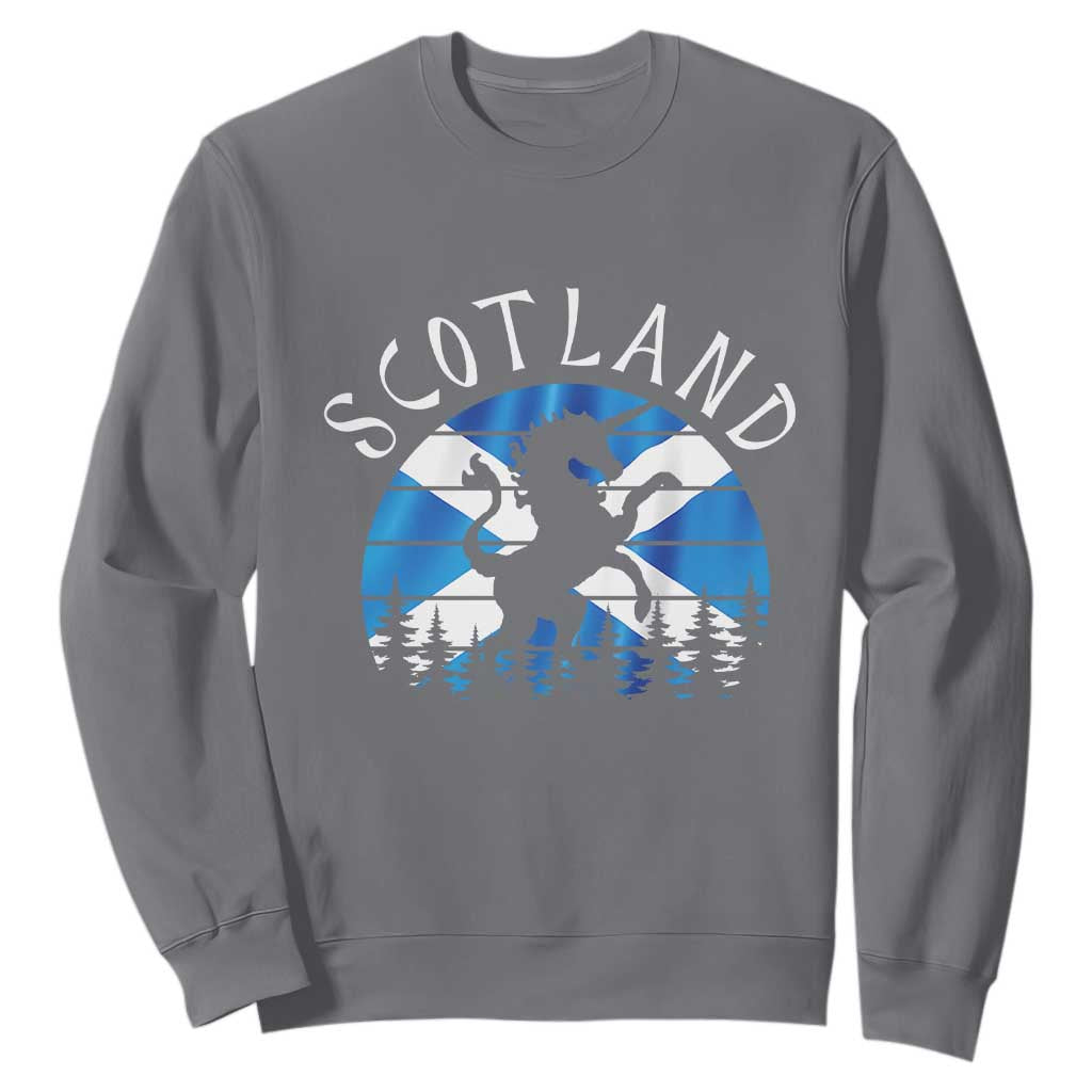 Funny Scotland Unicorn Scottish Flag Saltire Sweatshirt TS11 Charcoal Print Your Wear