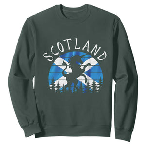 Funny Scotland Unicorn Scottish Flag Saltire Sweatshirt TS11 Dark Forest Green Print Your Wear