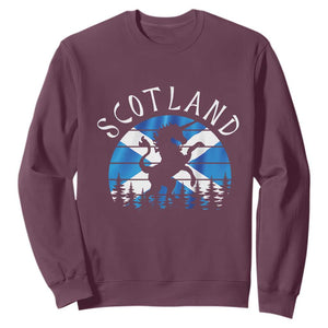 Funny Scotland Unicorn Scottish Flag Saltire Sweatshirt TS11 Maroon Print Your Wear