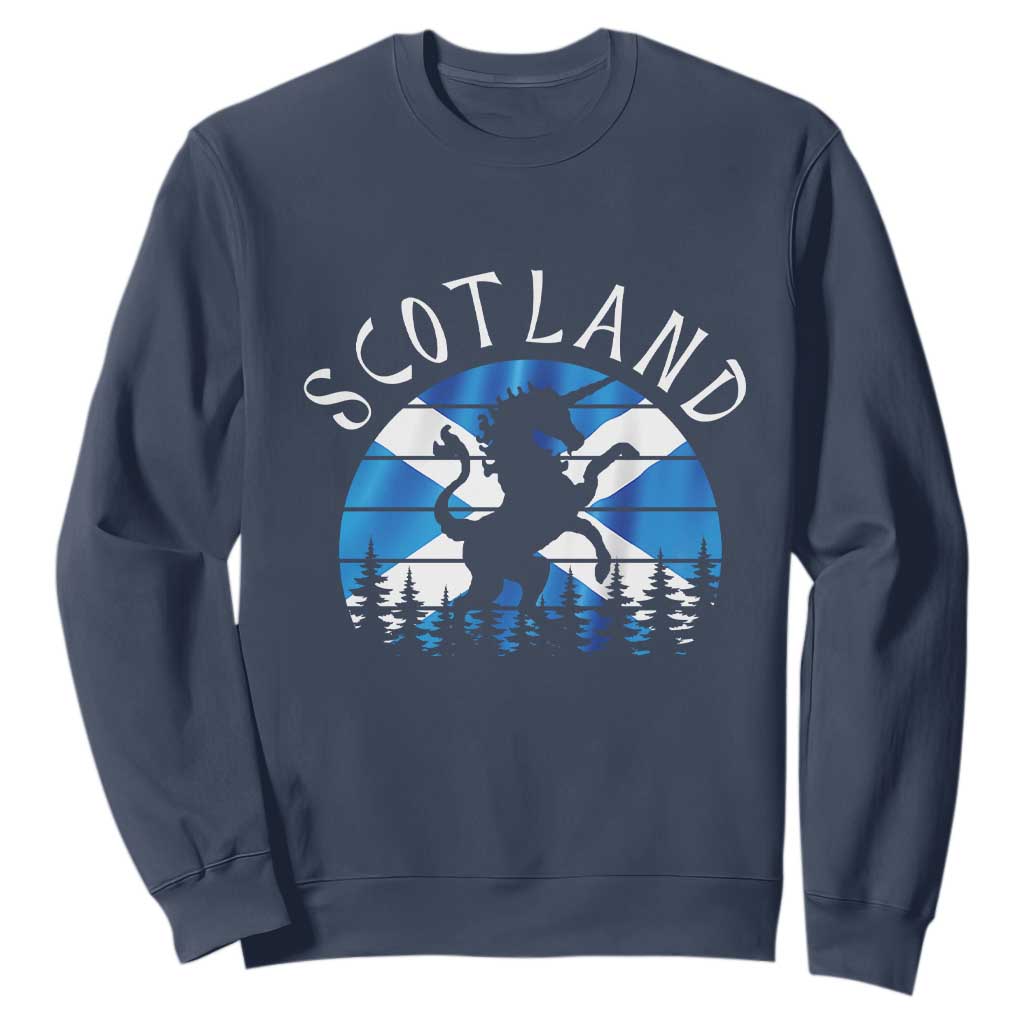 Funny Scotland Unicorn Scottish Flag Saltire Sweatshirt TS11 Navy Print Your Wear