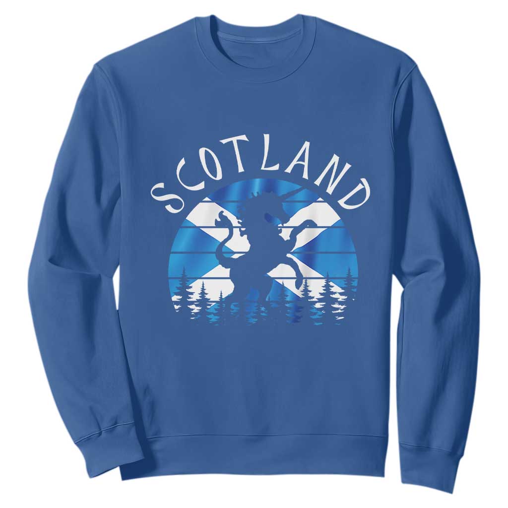 Funny Scotland Unicorn Scottish Flag Saltire Sweatshirt TS11 Royal Blue Print Your Wear