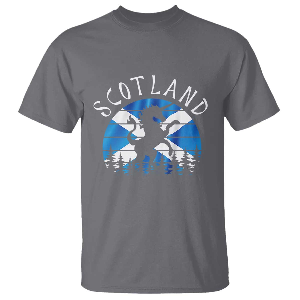 Funny Scotland Unicorn Scottish Flag Saltire T Shirt TS11 Charcoal Print Your Wear