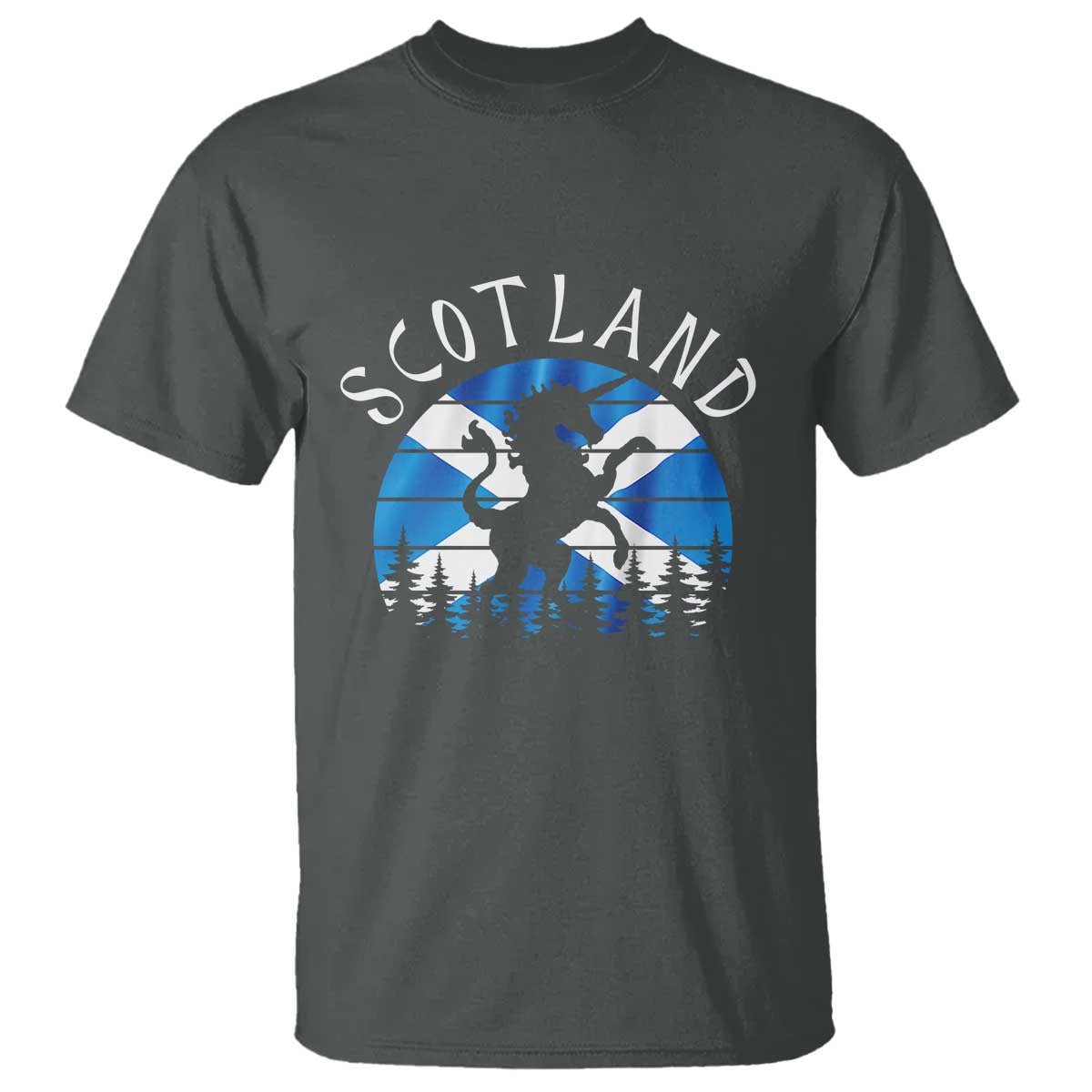 Funny Scotland Unicorn Scottish Flag Saltire T Shirt TS11 Dark Heather Print Your Wear