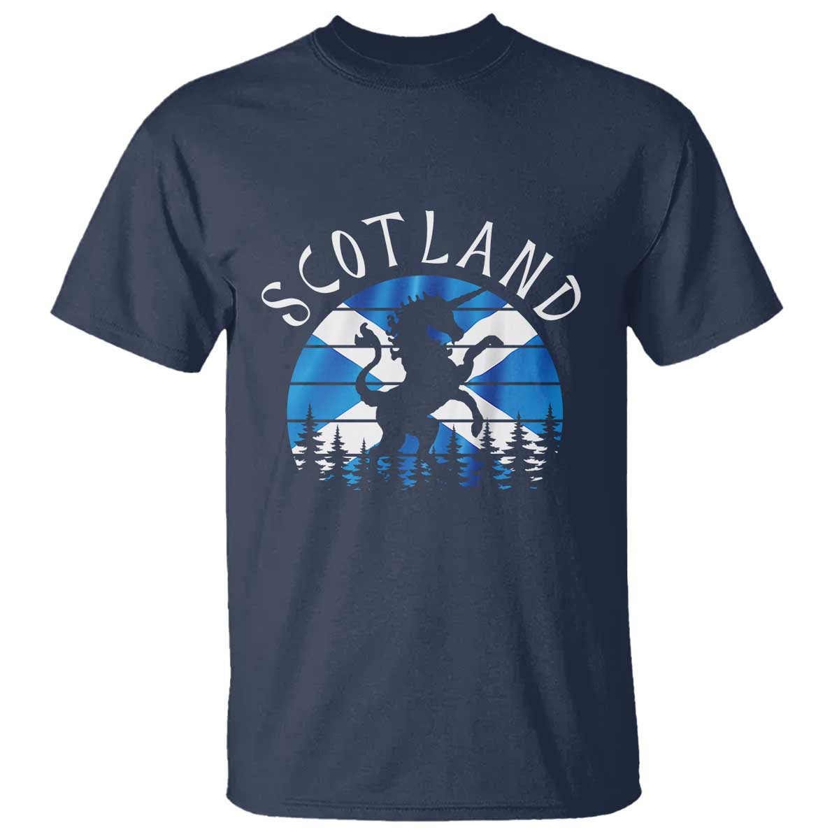 Funny Scotland Unicorn Scottish Flag Saltire T Shirt TS11 Navy Print Your Wear
