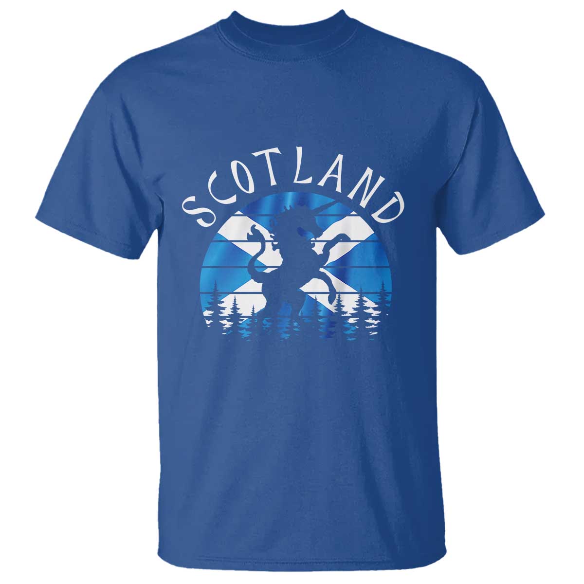 Funny Scotland Unicorn Scottish Flag Saltire T Shirt TS11 Royal Blue Print Your Wear