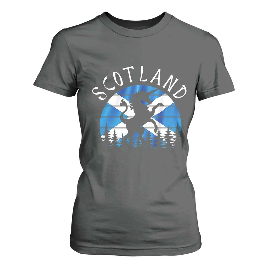 Funny Scotland Unicorn Scottish Flag Saltire T Shirt For Women TS11 Dark Heather Print Your Wear