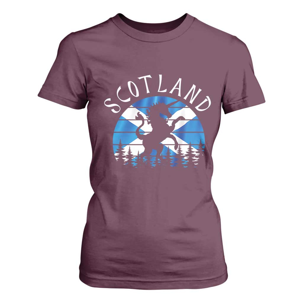 Funny Scotland Unicorn Scottish Flag Saltire T Shirt For Women TS11 Maroon Print Your Wear