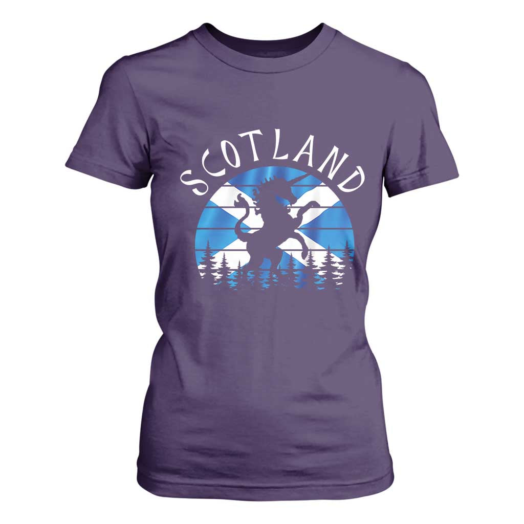Funny Scotland Unicorn Scottish Flag Saltire T Shirt For Women TS11 Purple Print Your Wear