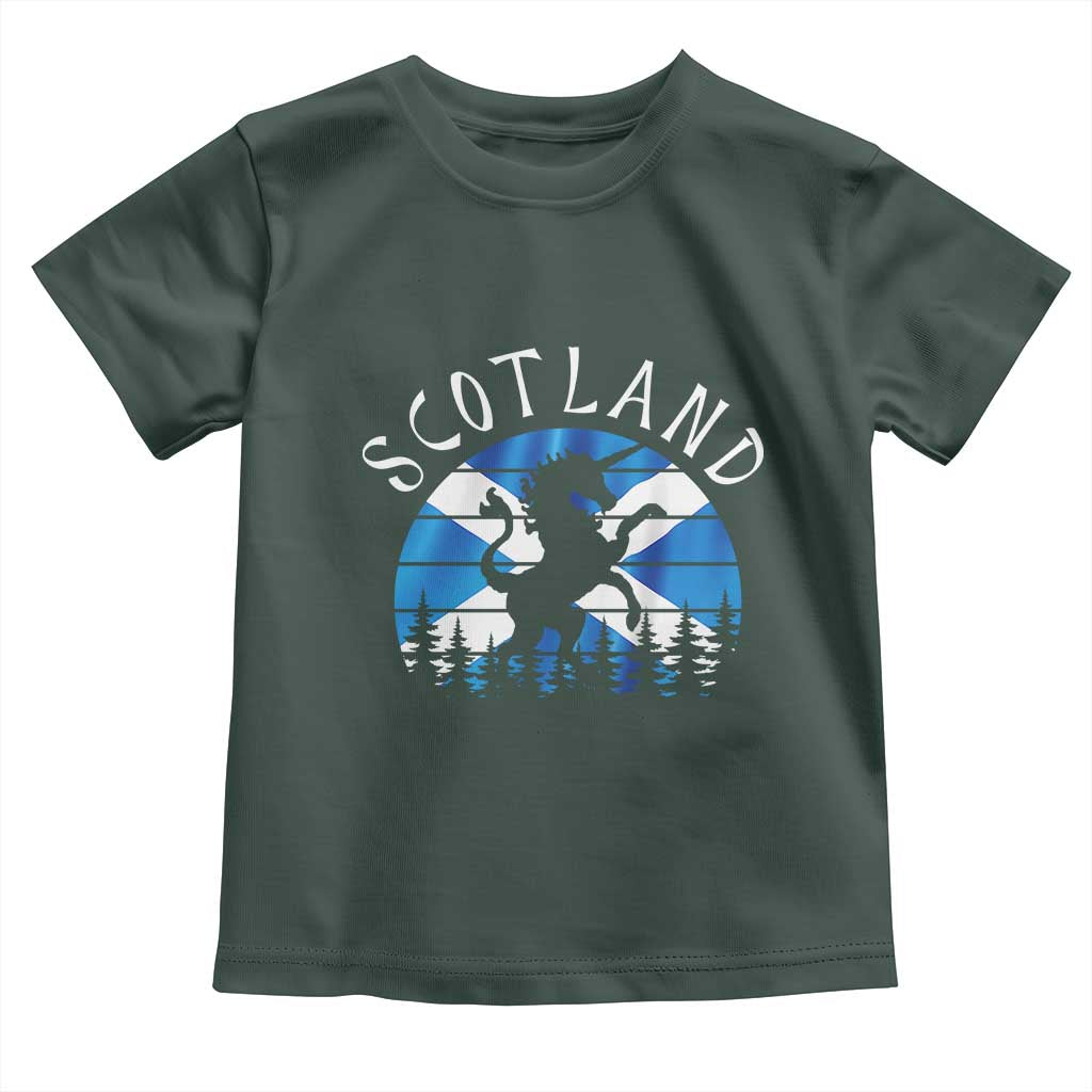 Funny Scotland Unicorn Scottish Flag Saltire Toddler T Shirt TS11 Dark Forest Green Print Your Wear