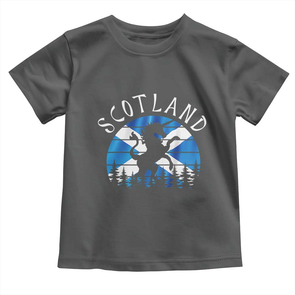 Funny Scotland Unicorn Scottish Flag Saltire Toddler T Shirt TS11 Dark Heather Print Your Wear