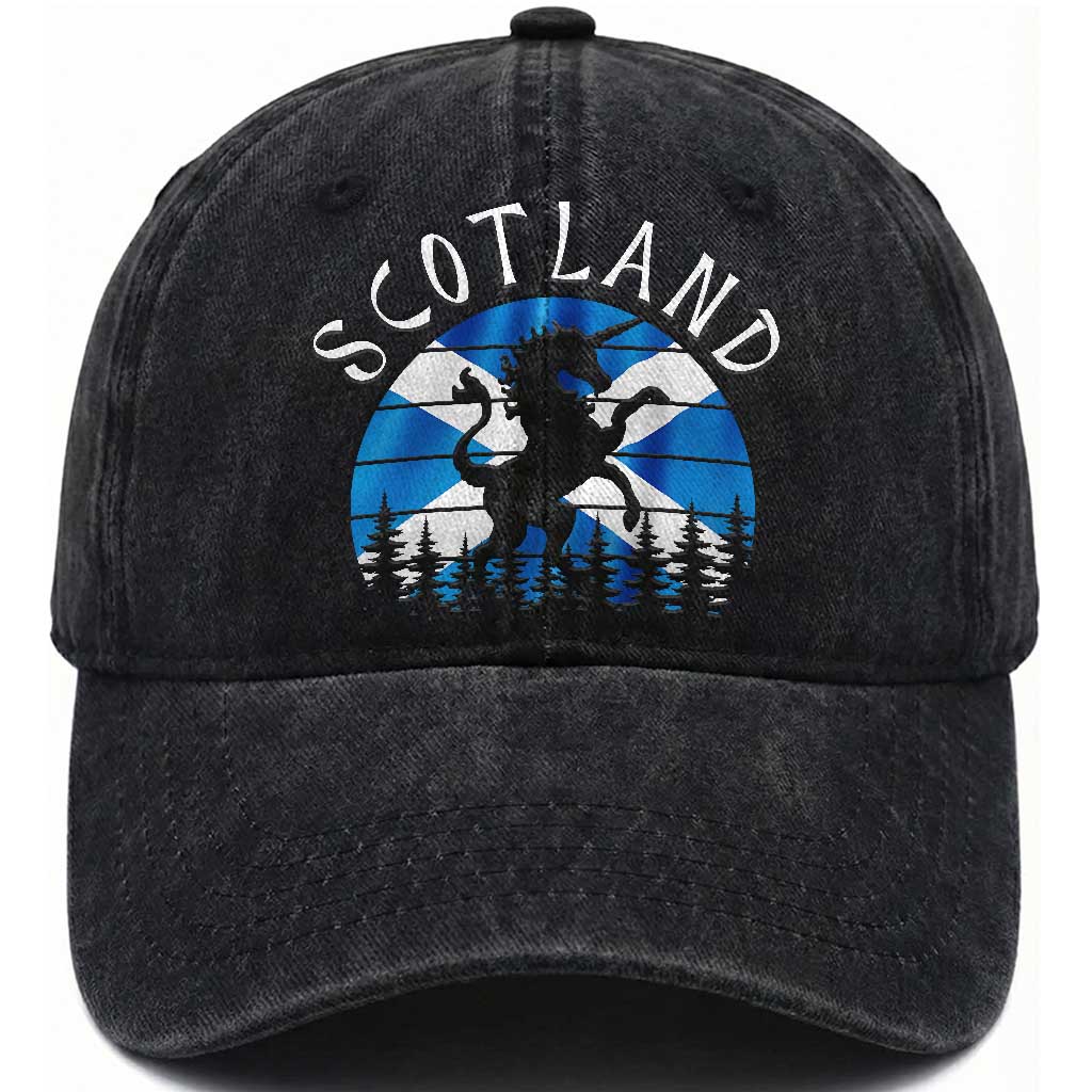 Funny Scotland Unicorn Scottish Flag Saltire Washed Cotton Baseball Cap TS11 Print Your Wear