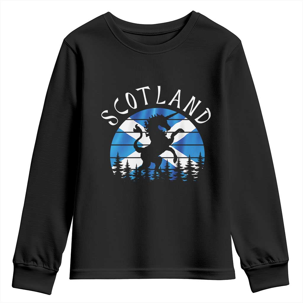 Funny Scotland Unicorn Scottish Flag Saltire Youth Sweatshirt TS11 Black Print Your Wear