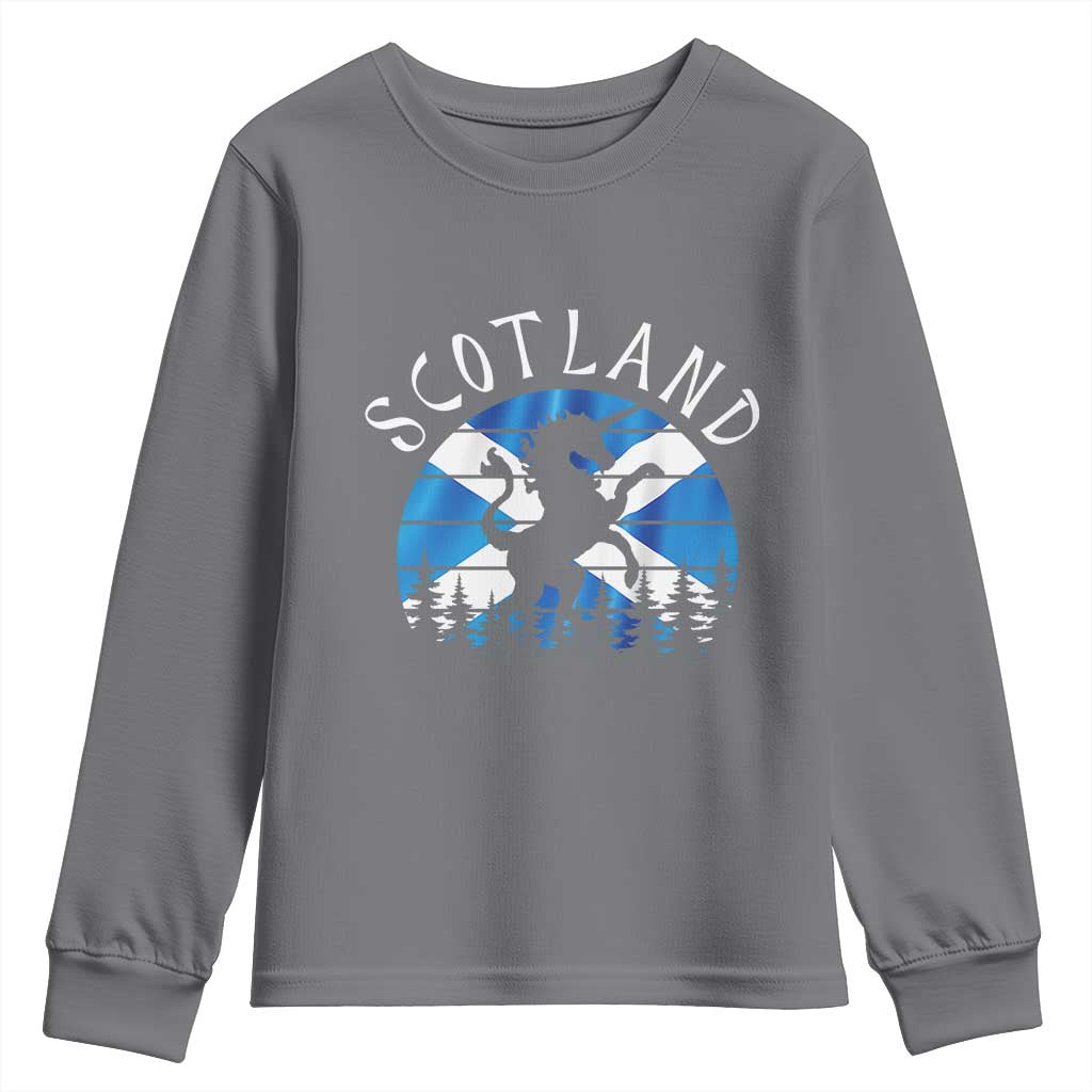 Funny Scotland Unicorn Scottish Flag Saltire Youth Sweatshirt TS11 Charcoal Print Your Wear