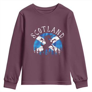 Funny Scotland Unicorn Scottish Flag Saltire Youth Sweatshirt TS11 Maroon Print Your Wear