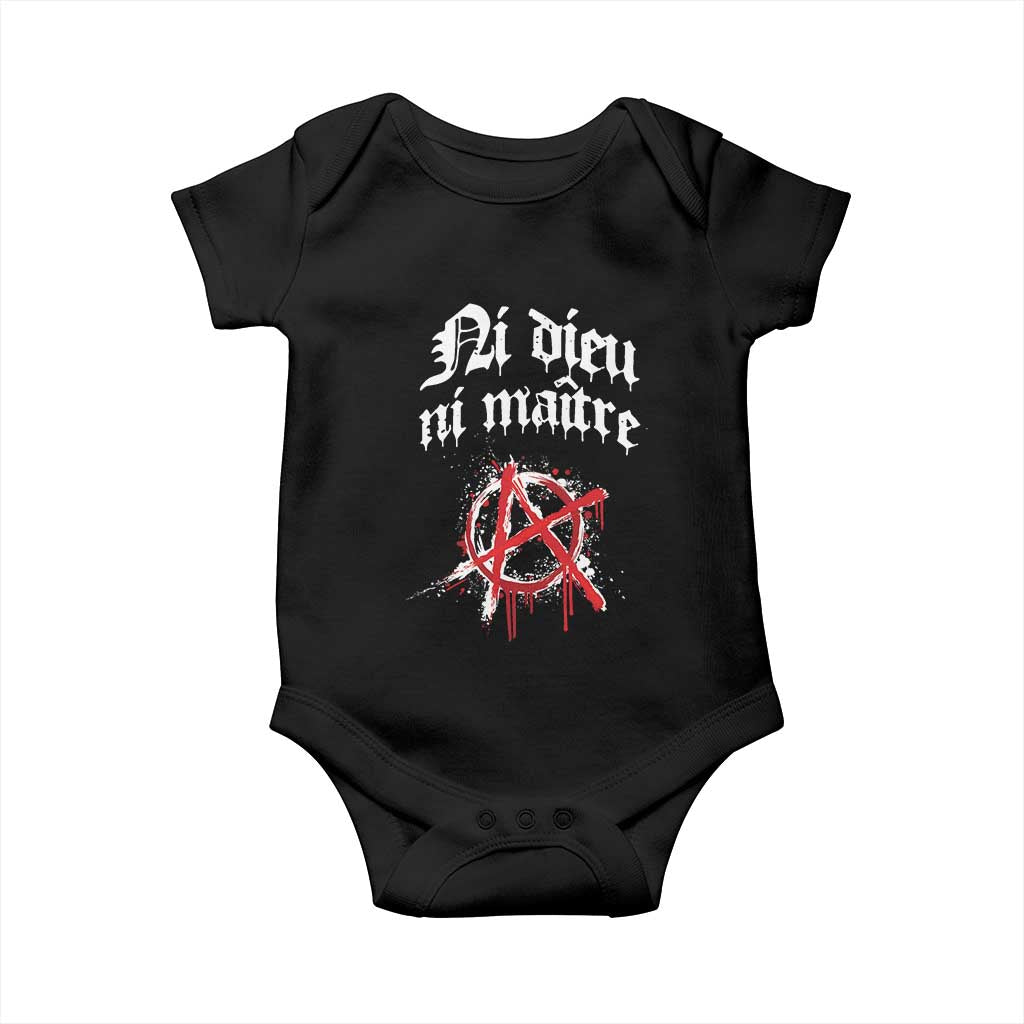 Ni Dieu Ni Maitre No God No Masters Baby Onesie Anarchy Symbol TS11 Black Print Your Wear