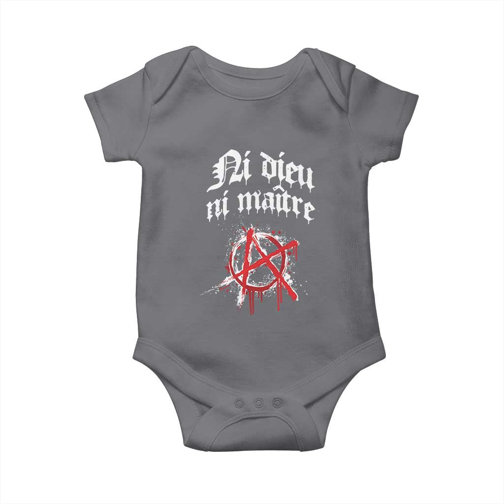 Ni Dieu Ni Maitre No God No Masters Baby Onesie Anarchy Symbol TS11 Charcoal Print Your Wear