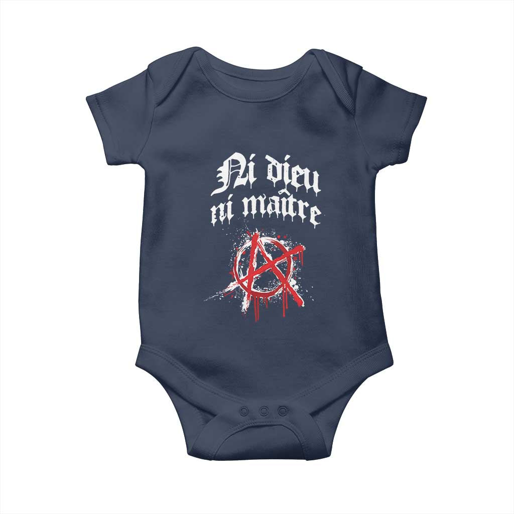 Ni Dieu Ni Maitre No God No Masters Baby Onesie Anarchy Symbol TS11 Navy Print Your Wear