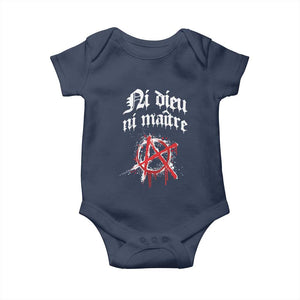 Ni Dieu Ni Maitre No God No Masters Baby Onesie Anarchy Symbol TS11 Navy Print Your Wear