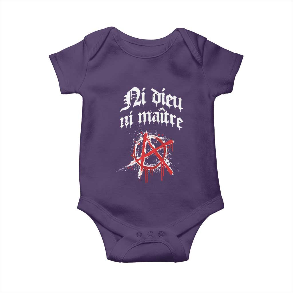 Ni Dieu Ni Maitre No God No Masters Baby Onesie Anarchy Symbol TS11 Purple Print Your Wear