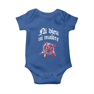 Ni Dieu Ni Maitre No God No Masters Baby Onesie Anarchy Symbol TS11 Royal Blue Print Your Wear